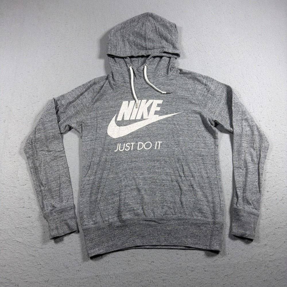 Nike Hoodie Mens Medium Gray Just Do It Pullover Sweatshirt Swoosh‎ Light Weight
